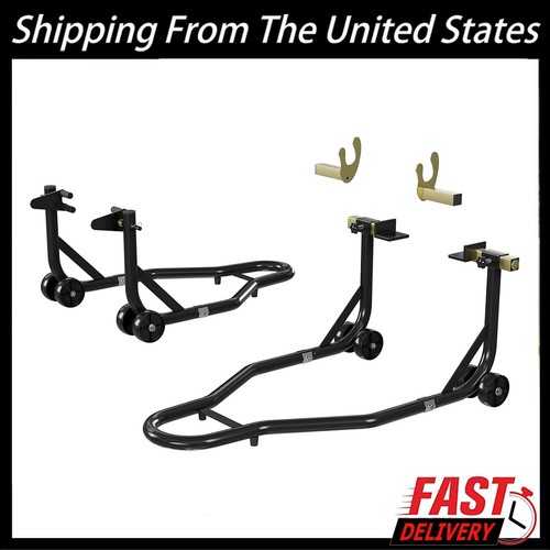 900Lbs Heavy Duty Motorcycle Stand Lift Capacity Front & Rear Combo Stands Set