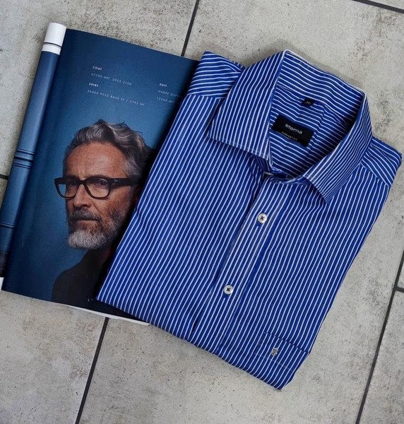 Men ETERNA Shirt Navy Cotton 40 /L / 48 #3PIR