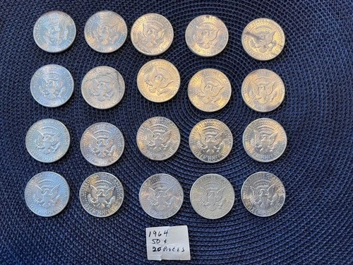 1964 p Kennedy Half Dollar Roll of 20 Uncirculated 90% Silver