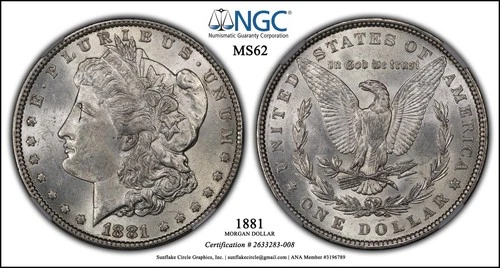 1881-P Morgan Silver Dollar NGC MS62