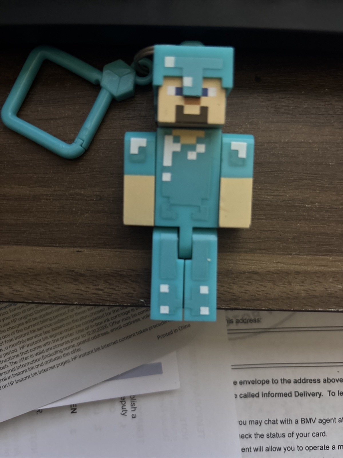 Minecraft Steve Keychain Moveable Limbs Diamond A… - image 1