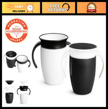 Spill Proof Miracle 360 Sippy Cups for Toddlers, 7oz, 2 Pack with Handles, Black