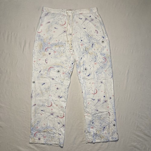 LOVE by GAP Flannel Pants Womens M Cosmos Milk Stars Planets Lounge Sleepwear