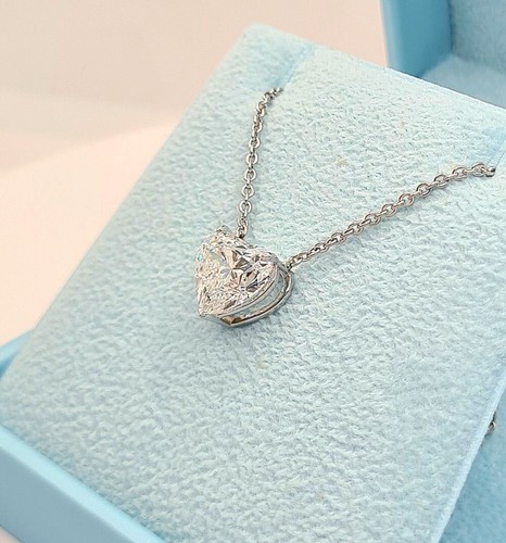 4.00 Ct F VS2 Lab Grown Heart Shaped Diamond Pendant 14k Gold IGI Certified - Picture 3 of 10