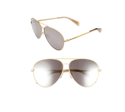 Rag & Bone 63mm Oversized Pilot Bar Woman's Sunglasses - Gold/Grey S2837