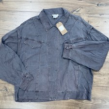 Tru Luxe Jeans Nwt Oversized Snap Front Jacket Lightweight Truffle Womens Xl