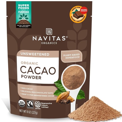 Organics Cacao Powder – 8oz Bag ( 38 Servings ) - Non-GMO, Gluten-Free, Vegan