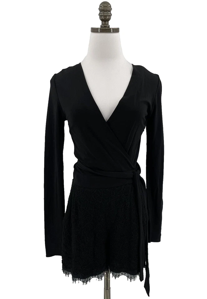 Детский комбинезон Diane von Furstenberg Black Tillie Wrap эластичный кружевной размер 0 - Изображение 2 из 4