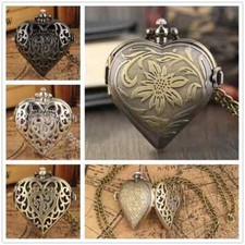 Sweet Heart Shaped Pocket Watch Quartz Arabic Numerals Necklace Watches Gifts