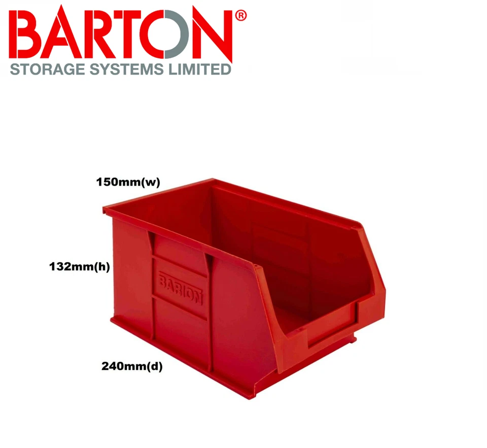 Red Plastic Parts Lin Bins - S - XL Component Storage Boxes Picking Bin Workshop - Image 4 of 4