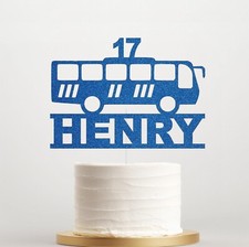 Personalised Bus Cake Topper, Bus Topper  Any Name & Age Birthday Party Decor