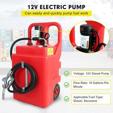 Portable 32 Gallon 120 L Fuel Tank with 12 V Diesel Pump 13 ft Delivery Hose Red