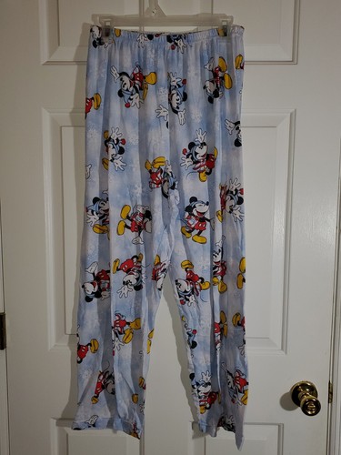 Disney Women's Casual Long Sleeve 2 pc Pajamas Mickey Mouse Button Down Top Sz L - Picture 4 of 12