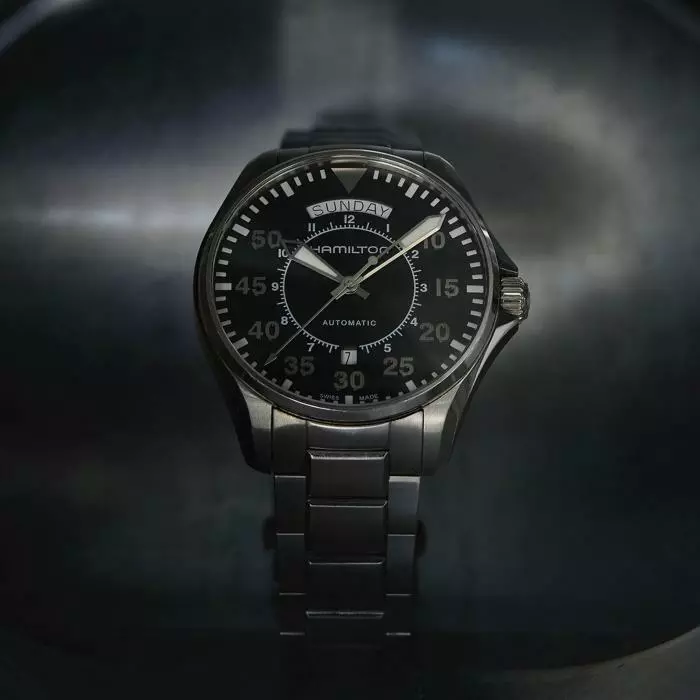 New Hamilton Khaki Aviation Pilot Auto ST Steel Black Dial Men s