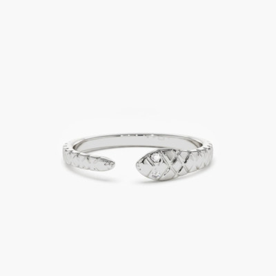 Goldring Weissgold Ring 14K 585 2 Diamanten Brillanten VS G-H 0,02 Schlangenauge