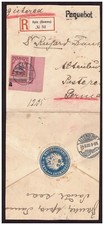 Samoa Minr. 15 &deg; Apia 25.1.09 &frac12; Brief mit &deg; Paquebot, R- Zettel, Siegeloblate