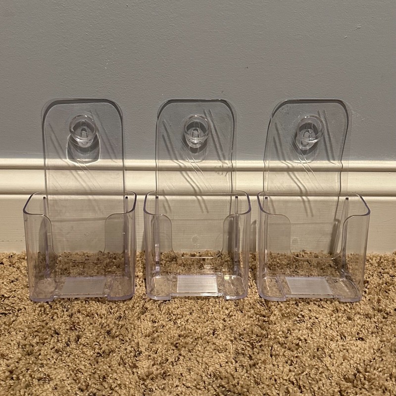 Set of 3 Acrylic Clear Brochure Trifold Holder Wall Mount Display Stand Plastic