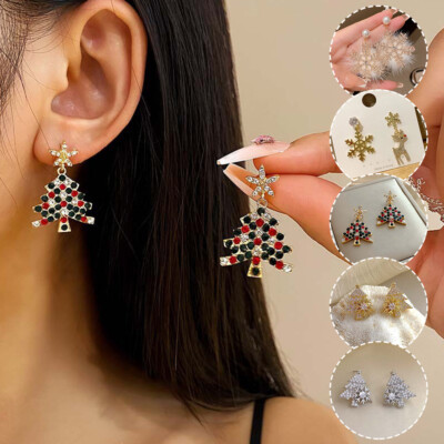 Crystal Zircon Christmas Earrings Dangle Earrings Women Earrings Drop  Earrings