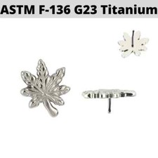 G23 Titanium Threadless Pot Leaf Push head Top tragus helix earrings Ear labret