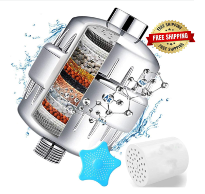 Cartucho Ducha Suavizante Filtro Ducha 20 Etapas - Para Agua Dura, 2 Cartuchos Incluidos, Acabado Negro Mate Filtro Para Ducha