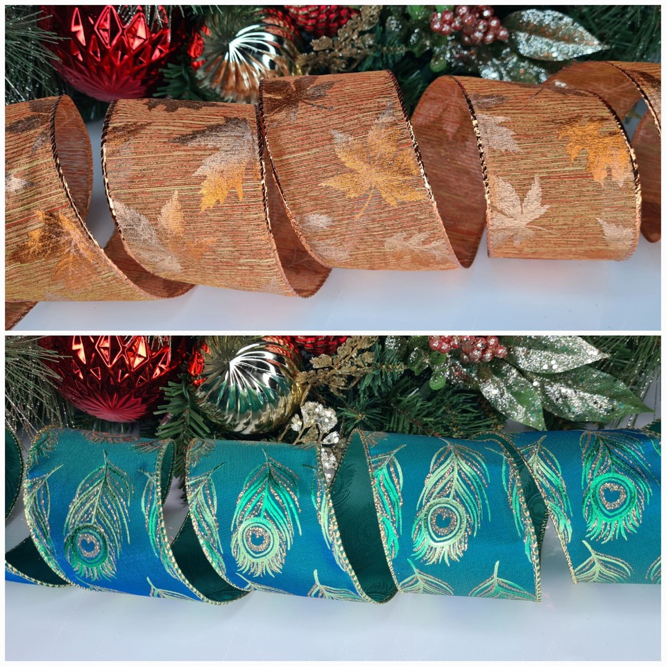 NEW Wired Edge Christmas Ribbon Tree Topper Bow Decoration Festive