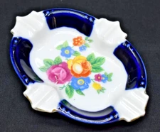 Vintage Ladies Porcelain Ashtray - Floral 5" x 4" - Made In Japan (546)