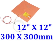 3D Printer Heated Bed Silicone Heater 12" X 12" 3M Thermistor  Build Plate JSRGO