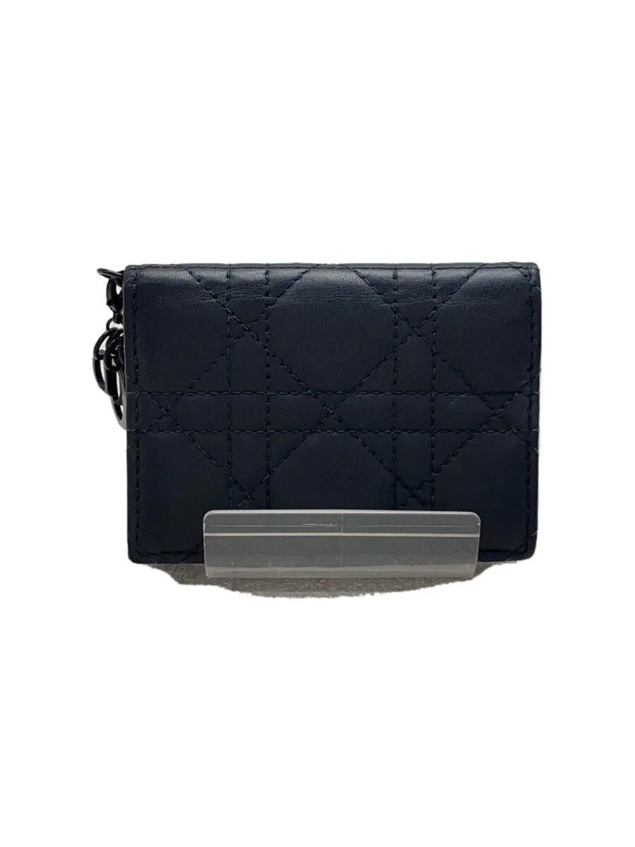 Étui à cartes femme Christian Dior Lady Flap cannage cuir noir occasion