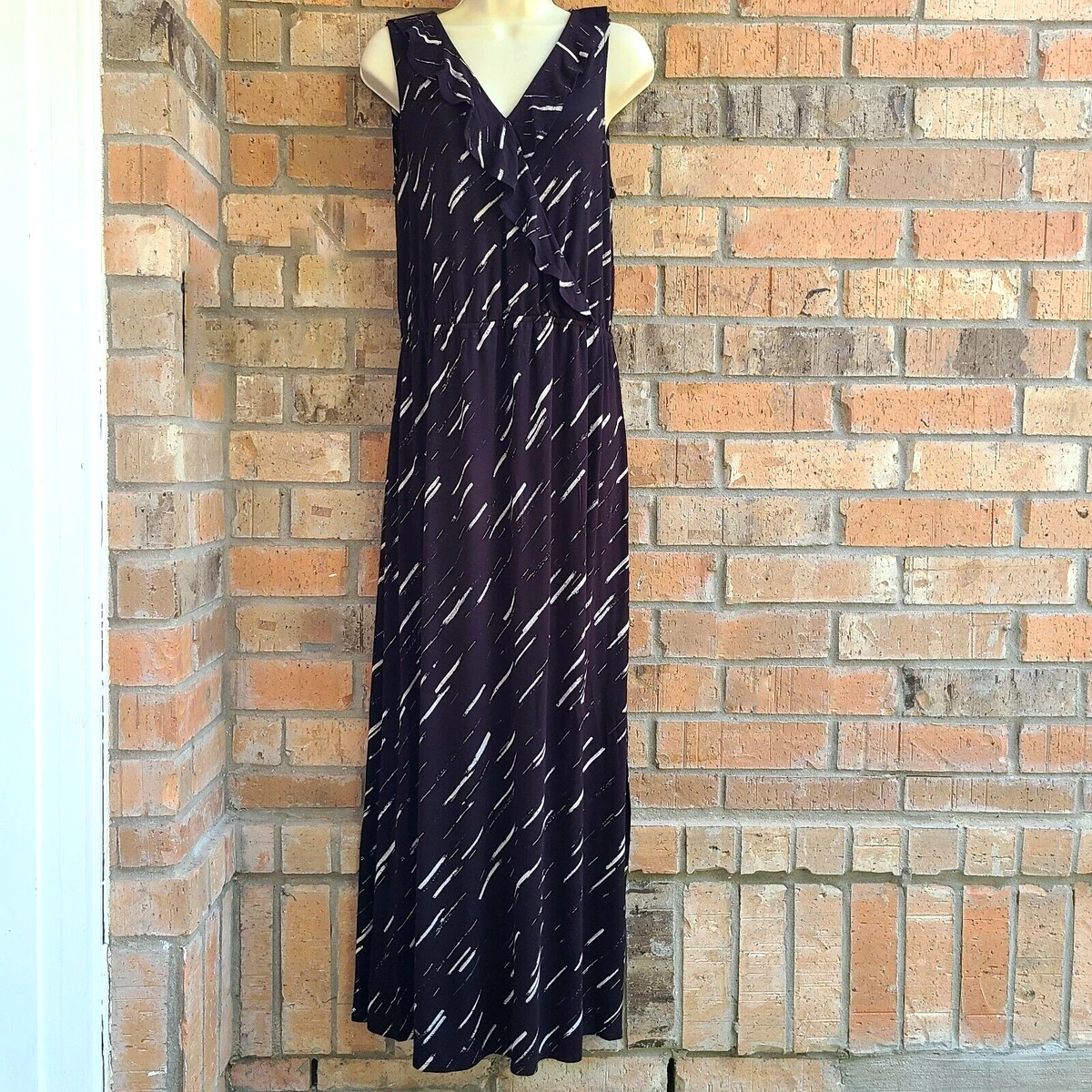 apt 9 maxi dress APT.9 Women's Maxi Dress L Hot Orange Tropical Sleeveless Long 56 in