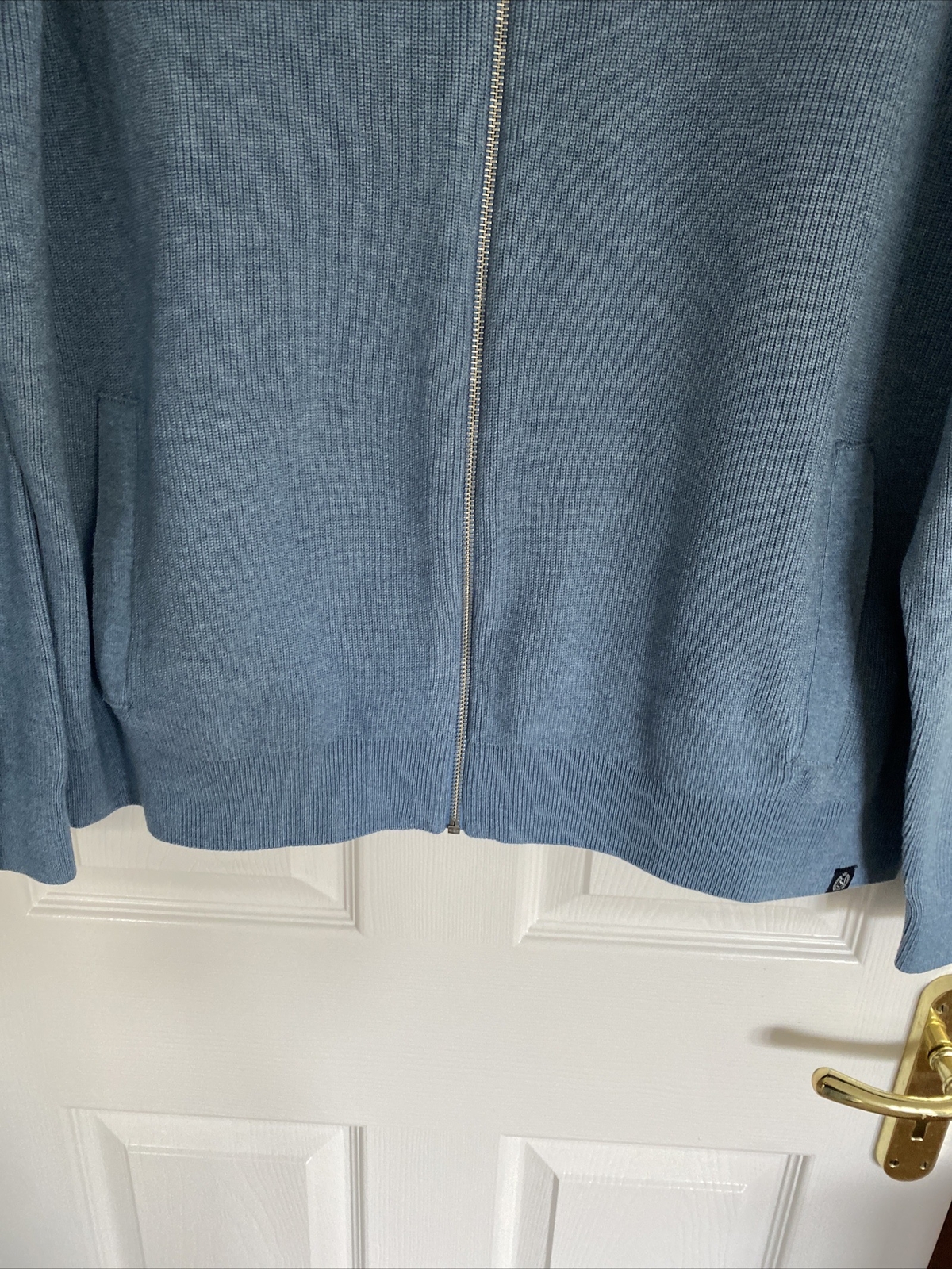 MARKS & SPENCER MENS BLUE FUNNEL NECK FULL ZIP JUMPER CARDIGAN Size 3XL