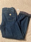 Carhartt Flannel Lined Jeans Relaxed Fit Dark Blue 42 X 32 8217