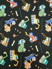 Colourful truck fabric UK fat quarter 56cm x 50cm 100% cotton material digger