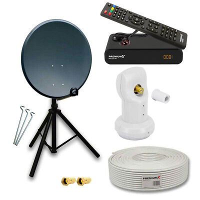 Camping Balkon SAT Anlage 80cm ALU Antenne LNB Kabel Stativ Satelliten Receiver