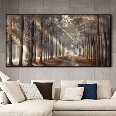 Nature Sunshine Canvas Painting Tree Poster Forest Landscape Wall Art Home Decor