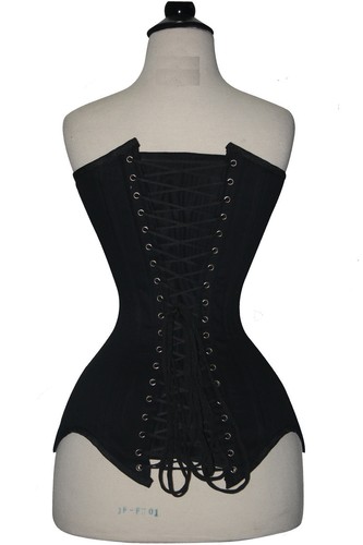Alta Calidad Sobrebusto Sarga Algodón Moda Negro Corsé Doble Hueso XS a 7XL - Imagen 3 de 7