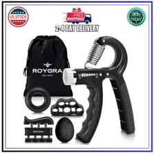 roygra Grip Strength Trainer, Forearm Workout, Hand & Finger Exerciser - 5 Pack