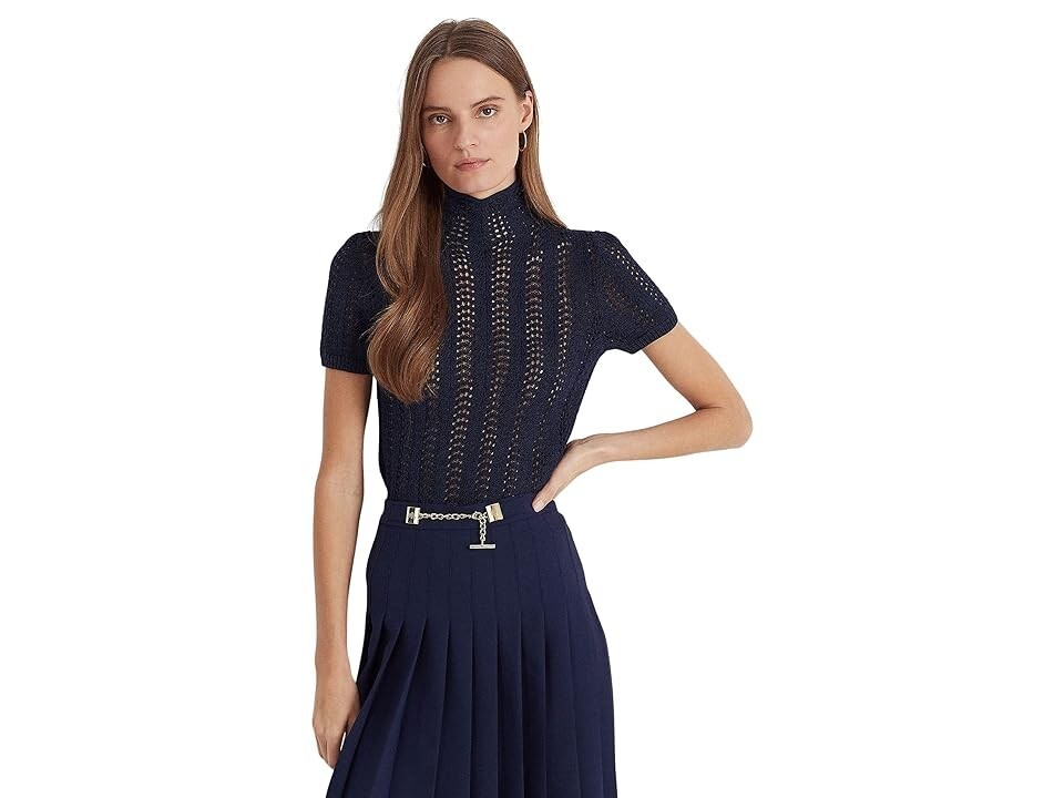ローレン ラルフローレン LAUREN Ralph Lauren Plus Size Pointelle Short Sleeve Turtlenec LAUREN Ralph Lauren Pointelle Short Sleeve Turtleneck