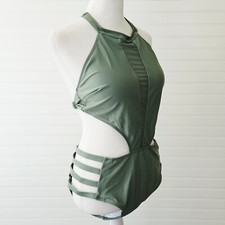 Tempt Me Size L Khaki Olive Green One Piece Women's Bathing Suit Swimsuit with L