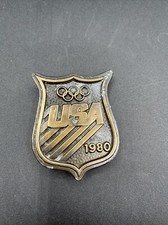 USA Olympic 1980 Olympics Logo Shield Vintage Belt Buckle Bergamot Brass Works