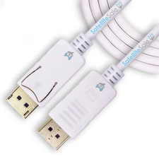 SatelliteSale DisplayPort DP Cable Male to Male 4K/30Hz 8.64Gbps PVC White Cord