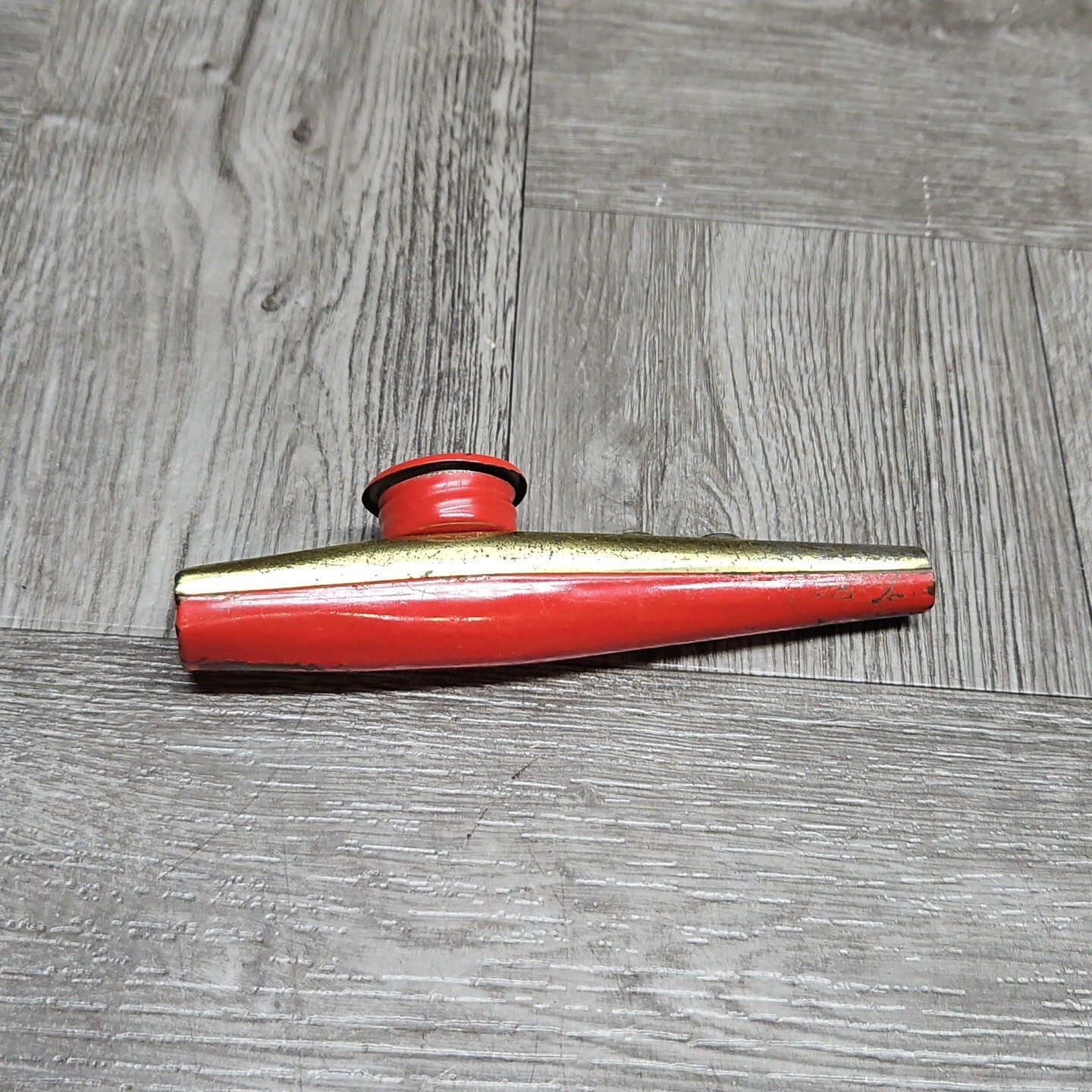 Vintage Metal Kazoo Musical Instrument Co Eden NY Red Gold Hum Flute