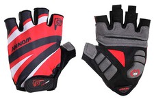 Cycling Bike Bicycle Gel Padded Half Finger Fingerless Gloves Mens Red
