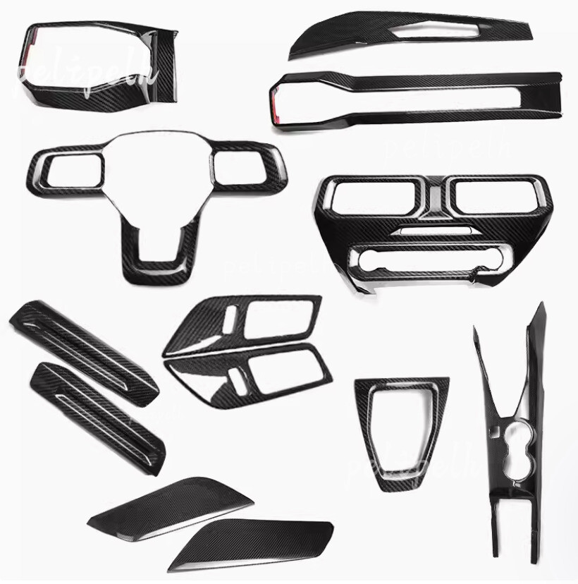 13PCS For Ford Mustang 2024+ Dry Carbon Fiber Car Interior Decor Full Set Cover