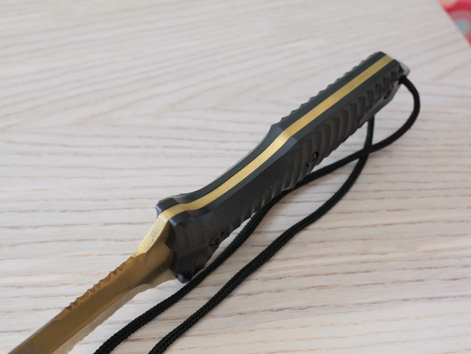 "Cuchillo de hoja fija de 13"" punta de lanza dorada doble filo espiga completa punta de lanza afilada" Foto 3 de 4