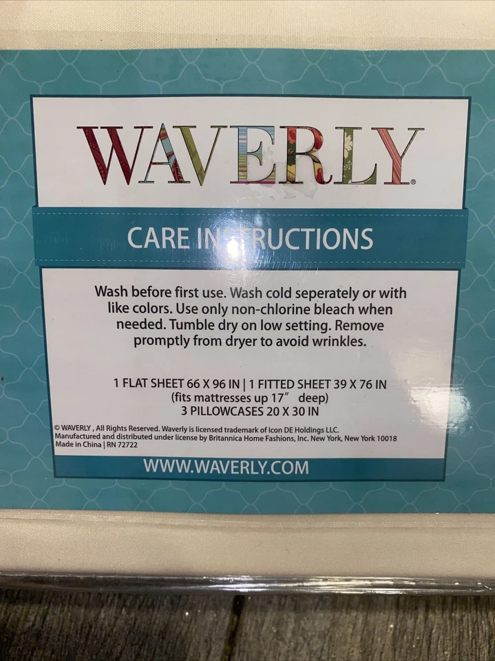 Nuevo Juego de 5 Sábanas y Funda de Almohada Waverly Bordada Floral Marfil Natural Foto 3 de 3