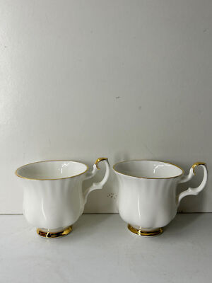 Royal Albert Val D'or 2er Set Bone China weiß und gold Espressotassen
