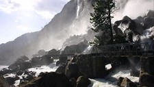 Landscape nature bridge waterfall mountains trees Custom Gaming Mat Desk