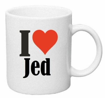 Kaffeetasse I Love Jed Keramik Höhe 9,5cm in Weiß