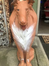 Collie Statue, Concrete Cement, Vtg, 18x11x31H