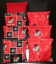 Cornhole Bean Bags made w GEORGIA BULLDOGS Fabric ACA Regulation UGA Game Toss